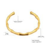 Chic 18K Gold Plated Stainless Steel Bamboo Bangle Bracelet - Trendy Waterproof Charm Jewelry for Women