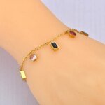 Chic Waterproof Stainless Steel Crystal Bracelets - Trendy Colorful Cubic Zirconia Stone Charm, Christmas Jewelry for Ladies