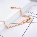 Bohemia Beach Jewelry: Titanium Stainless Steel Link Chain Bracelets with Trendy CZ Crystal Geometric Charms for Women