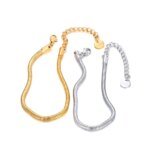 Statement Stainless Steel 4mm Snake Chain Bracelets - Golden Metal 18K PVD Plated Jewelry for Women (Bijoux Femme)