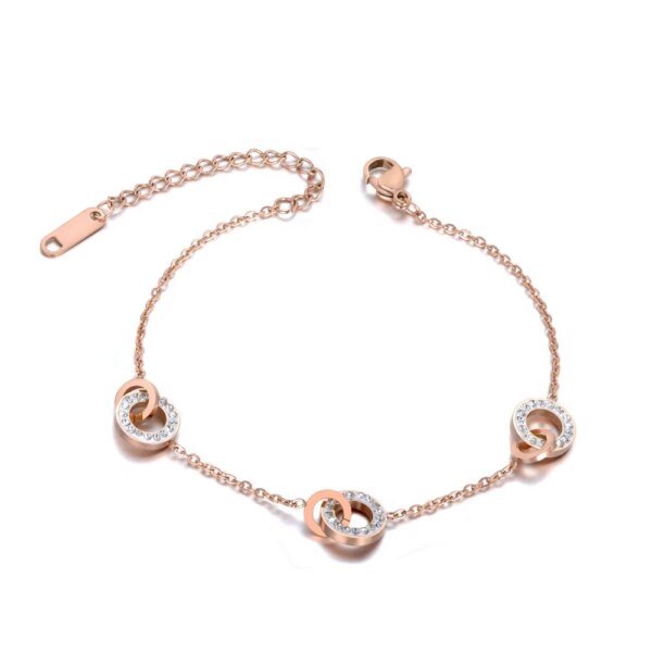 Elegant Titanium Stainless Steel Gold Plated Chain Link Bracelet with White Clay Circle Charm for Women
