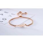 Adjustable Pulseira: Popular Titanium Steel Angel Wings Feather Bracelets in Fashionable Rose Gold Color
