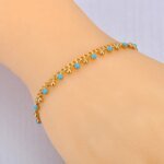 Trendy Statement Blue Enamel Stainless Steel Bracelet with Gold Color Charm - Handmade Waterproof Jewelry for Women