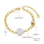 Elegant Stainless Steel Snake Chain Bracelet with Sparkling White Rhinestone Heart - Perfect for Women and Girls' Wedding Jewelry