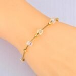 Chic 18K Gold Plated Stainless Steel Choker Bracelets Embellished with Trendy Cubic Zirconia Crystals for Women