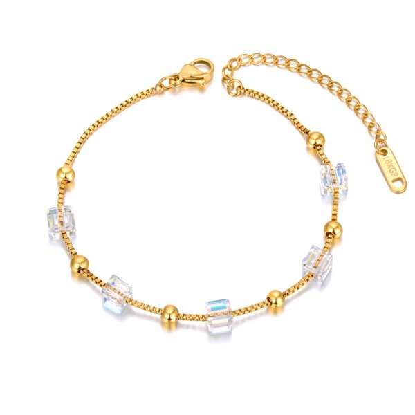 Chic 18K Gold Plated Stainless Steel Choker Bracelets Embellished with Trendy Cubic Zirconia Crystals for Women
