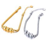 Stainless steel bead bracelet set for women Minimalist snake chain fashion jewelry Office-friendly bracelet accessory Hypoallergenic steel bracelets for sensitive skin