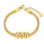 Stainless steel bead bracelet set for women Minimalist snake chain fashion jewelry Office-friendly bracelet accessory Hypoallergenic steel bracelets for sensitive skin