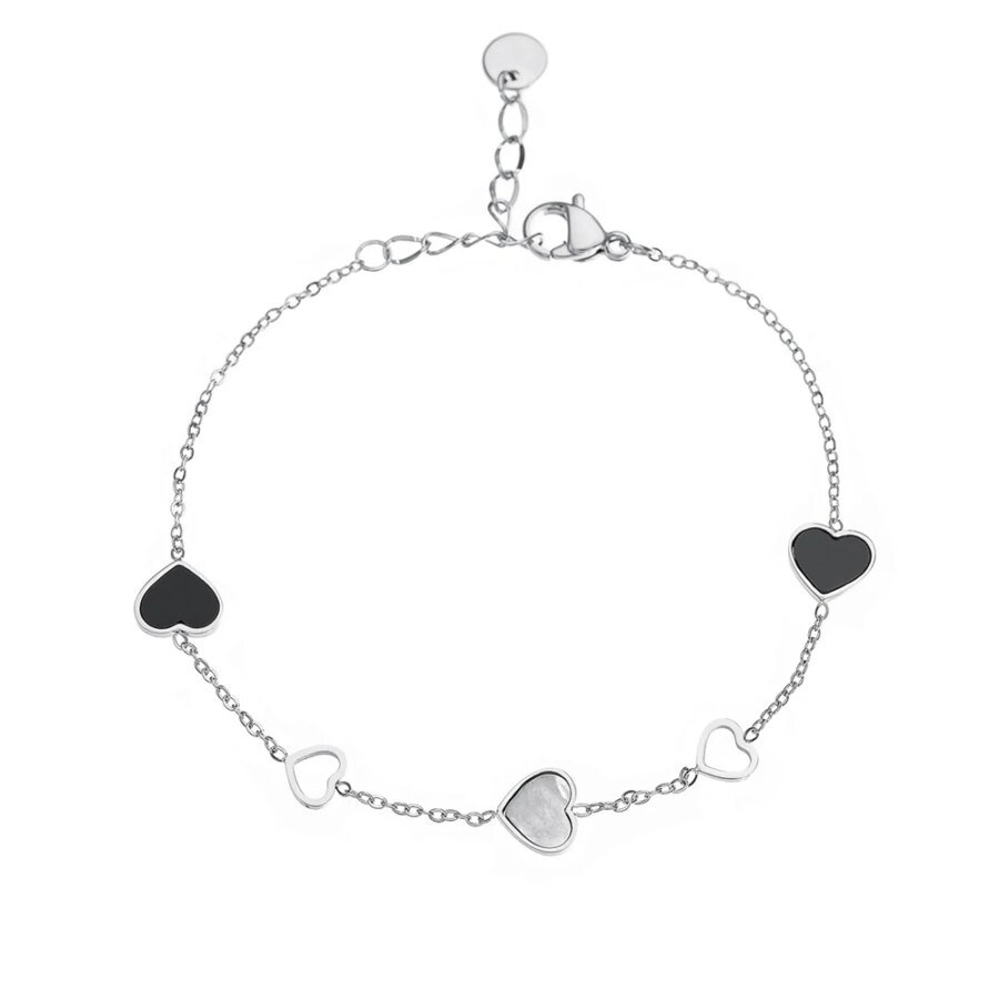 Trendy Stainless Steel Bohemian Heart Charm Anniversary Bracelet Bangle