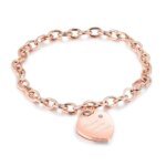 Rose Gold Titanium Stainless Steel Heart Charm Bracelet: Trendy Love Chain Accessory