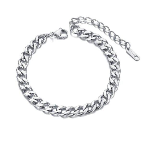 Stainless Steel Punk Basic 7mm Wide Curb Cuban Link Chain Bracelet: Unisex Jewelry