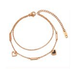 Bohemia Double Layer Heart Charm Stainless Steel Bracelet: Trendy Crystal Chain Jewelry
