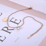 Trendy Stainless Steel Bead Chain Love Charm Bracelet: CZ Crystal Bohemian Summer Accessory