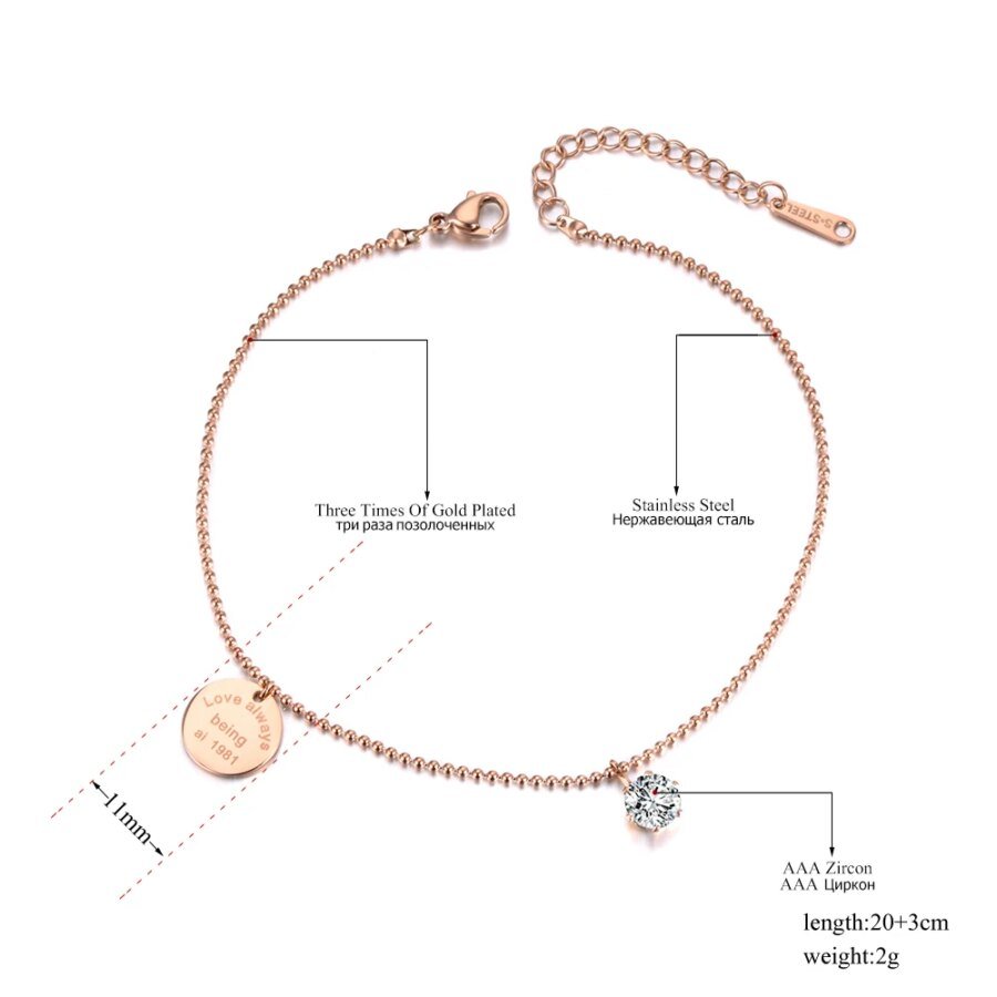 Trendy Stainless Steel Bead Chain Love Charm Bracelet: CZ Crystal Bohemian Summer Accessory