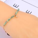 Bohemia Beach Stainless Steel Link Chain Bracelet: Sparkling Green CZ Crystal Charm Bangles for Women