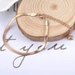 Rose Gold Plated 316L Stainless Steel Thin Snake Chain Bracelet: Bohemian Party Blade Accent for Women and Girls