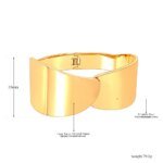 Trendy Real Gold Plated Stainless Steel Wide Smooth Bracelets: Waterproof and Allergy-Free Women's Jewelry