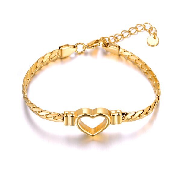 Stainless Steel Twisted Singapore Chain Bracelet: Fashionable Hollow Heart Charm Jewelry for Women and Girls