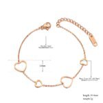 Gold Plated Heart Charm Bracelets: Titanium Steel Set for Women