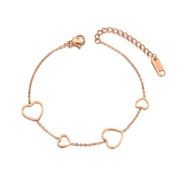 Gold Plated Heart Charm Bracelets: Titanium Steel Set for Women