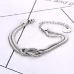 Trendy Double-layer Geometric Knot Bracelet: Titanium Steel Snake Chain