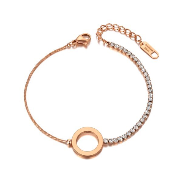 Bohemia Gold Plated Circle Choker Bracelet: Titanium Stainless Steel with CZ Crystal Chain for Women