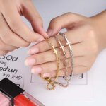 Charming Box Chain Cross Bracelet: Stainless Steel Friendship Jewelry for Students