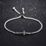Charming Box Chain Cross Bracelet: Stainless Steel Friendship Jewelry for Students