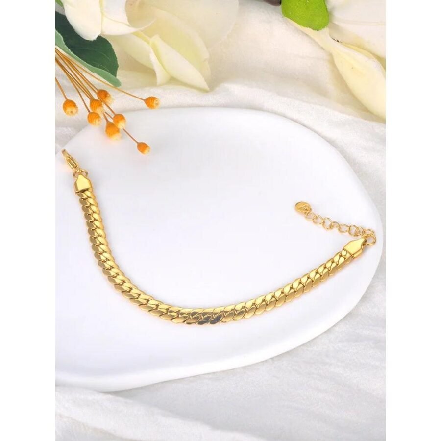 Chic Fashion Waterproof Cuban Chain Bracelet: Real Gold Plated Stainless Steel Bangle for Women