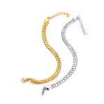 Chic Fashion Waterproof Cuban Chain Bracelet: Real Gold Plated Stainless Steel Bangle for Women