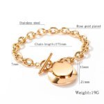 Bohemia Link & Chain Love Circle Bracelet: Fashion Stainless Steel Round Tag Charm for Women