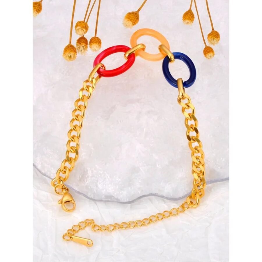 Colorful Acrylic Handmade Chain Bracelet: Fashion Stainless Steel Bangles for Women