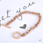 Forever Love You Titanium Steel Charm Bracelets: Inlaid Zircon Toggle Clasp Chain for Women