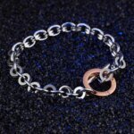 Forever Love You Titanium Steel Charm Bracelets: Inlaid Zircon Toggle Clasp Chain for Women