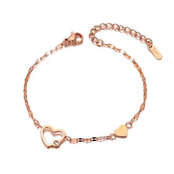 Bohemia CZ Crystal Chain Link Bracelet: Trendy Stainless Steel Love Heart Charm Bangles for Women and Girls