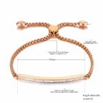 Adjustable Rose Gold Plated Titanium Stainless Steel White Rhinestone Chain Link Bracelets for Women