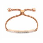 Adjustable Rose Gold Plated Titanium Stainless Steel White Rhinestone Chain Link Bracelets for Women