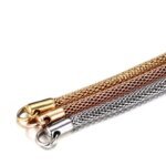 Gold Plated Stainless Steel Round Mesh Link Chain Bracelet: Fashion Jewelry for Men and Women