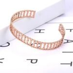 Bohemia Party Bangle: Trendy Rose Gold Plated Geometric Open Cuff Bangles in 316L Stainless Steel for Women