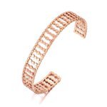 Bohemia Party Bangle: Trendy Rose Gold Plated Geometric Open Cuff Bangles in 316L Stainless Steel for Women