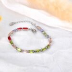 Bohemia Beach Bracelet: Sparkling Colorful Cubic Zirconia Stainless Steel Link Chain Bracelets for Women