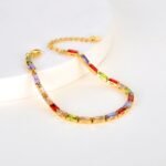 Bohemia Beach Bracelet: Sparkling Colorful Cubic Zirconia Stainless Steel Link Chain Bracelets for Women