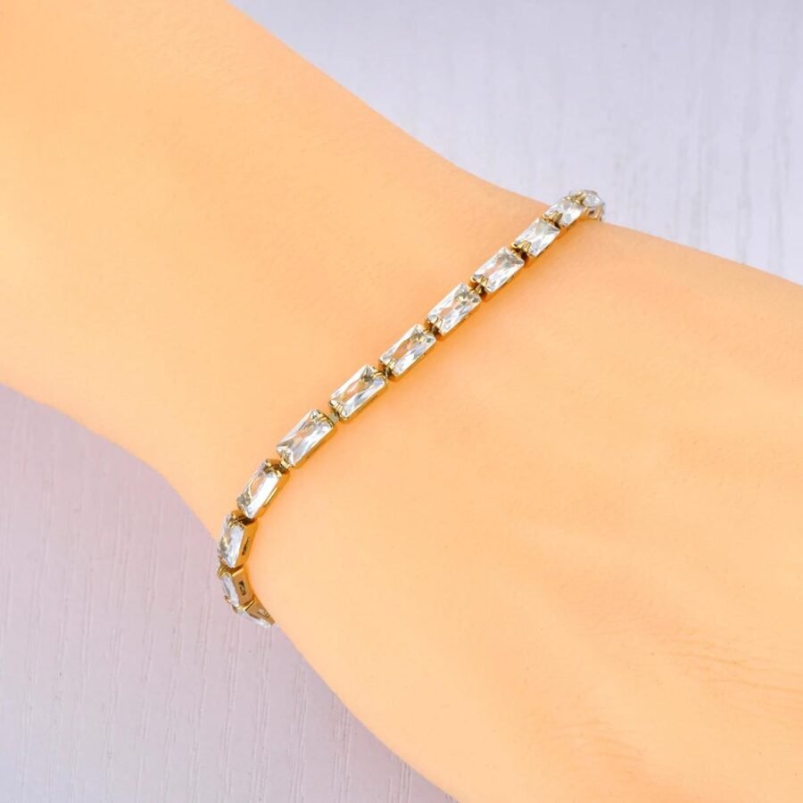 Bohemia Party Bracelet: Fashion Colorful Cubic Zirconia Stainless Steel Link Chain Bracelets for Women