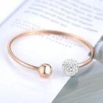 Luxury Rose Gold Titanium Steel Clay Rhinestone Open Cuff Bangles: Wedding Bangle Jewelry for Women