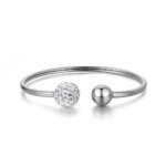 Luxury Rose Gold Titanium Steel Clay Rhinestone Open Cuff Bangles: Wedding Bangle Jewelry for Women