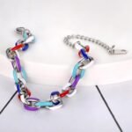 Trendy 18K Gold Plated Colorful Glazed Charm Bracelet: Titanium Stainless Steel Chain & Link Bracelets for Women