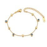 Fashion stainless steel blue eye charm bracelet bangle for women Trendy Middle East jewelry for women Women's bracelet with blue eye charm Waterproof and stylish accessory for her