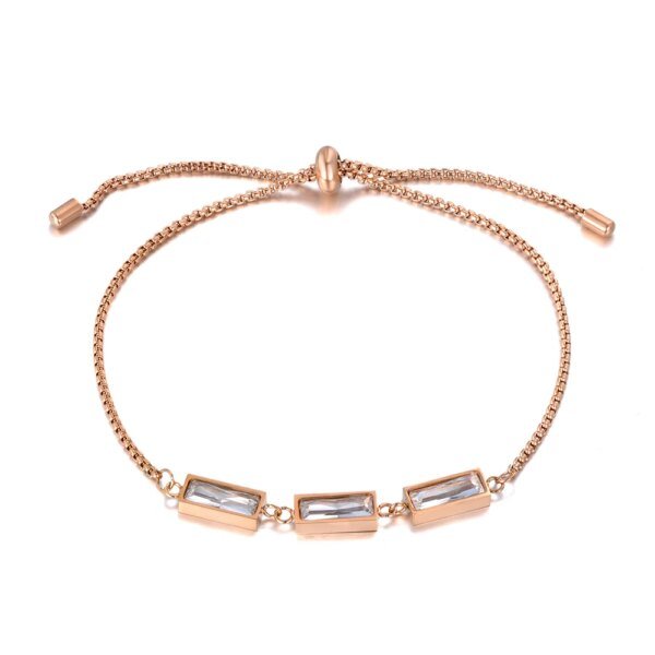 Titanium Stainless Steel Box Chain Bracelet: Original Design Sparkling CZ Crystal Charm Bracelets for Women and Girls