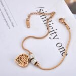 Bohemia Beach Bracelet Jewelry: Stainless Steel Snake Chain CZ Crystal & Heart Charm Bracelets Bangle for Women