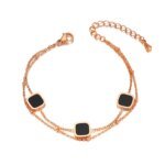 Bohemia Beach Chain Bracelet: Fashion Double Layer Stainless Steel Acrylic & Shell Charm Bracelets for Women